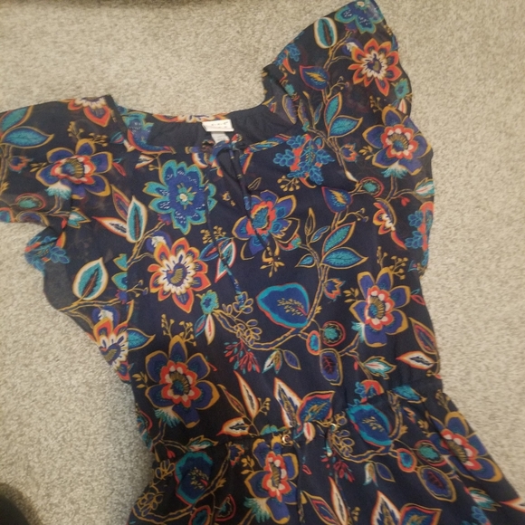 A New Day (Target) size XS long navy with colorful floral dress.Wear on vacation - Picture 4 of 5